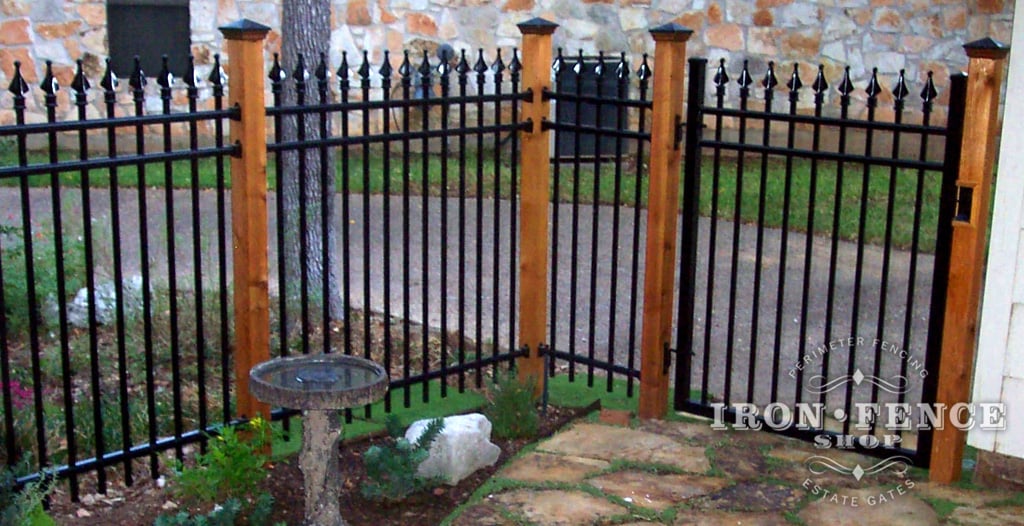 5ft_Tall_Aluminum_Fence_Mounted_to_Wood_Posts