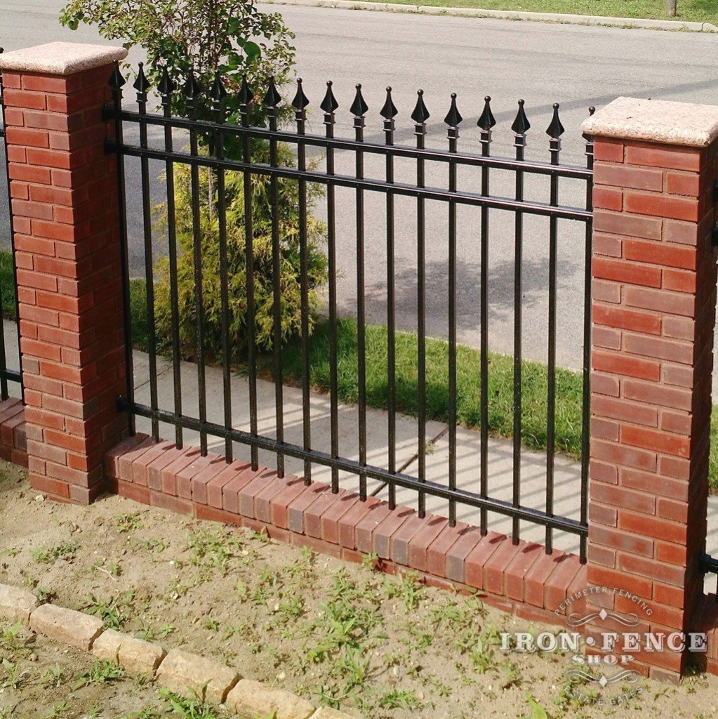 Our 5ft Tall Signature Grade Aluminum Fence in Classic Style with Brick Columns