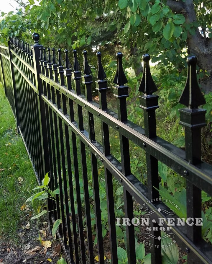 Solid Aluminum Finial Tips Welded on Our Classic Fence Panel