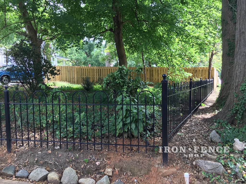 A Custom Victorian Hoop and Picket Iron Fence in a 3ft Height