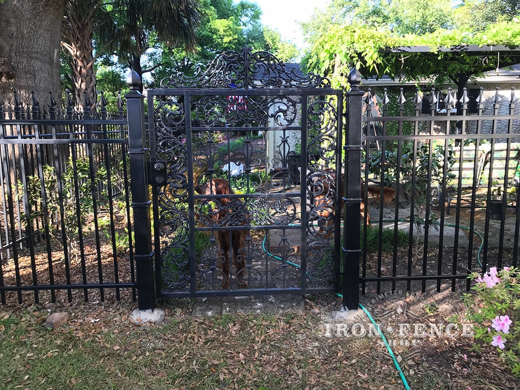 Our 4ft Classic Aluminum Fence Used to Complement a Customer Supplied Custom Gate