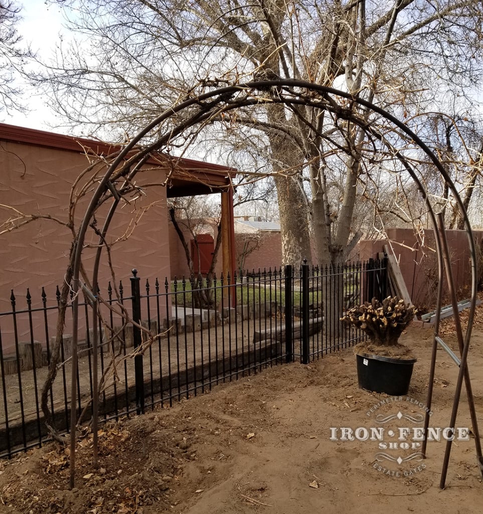 Our 4ft Traditional Grade Iron Fence Used with a Customer's Arch